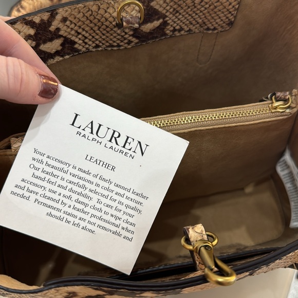 Ralph Lauren NWTs Leather Marcy satchel purse bag $375 brown beige - Picture 7 of 12